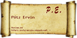 Pótz Ervin névjegykártya